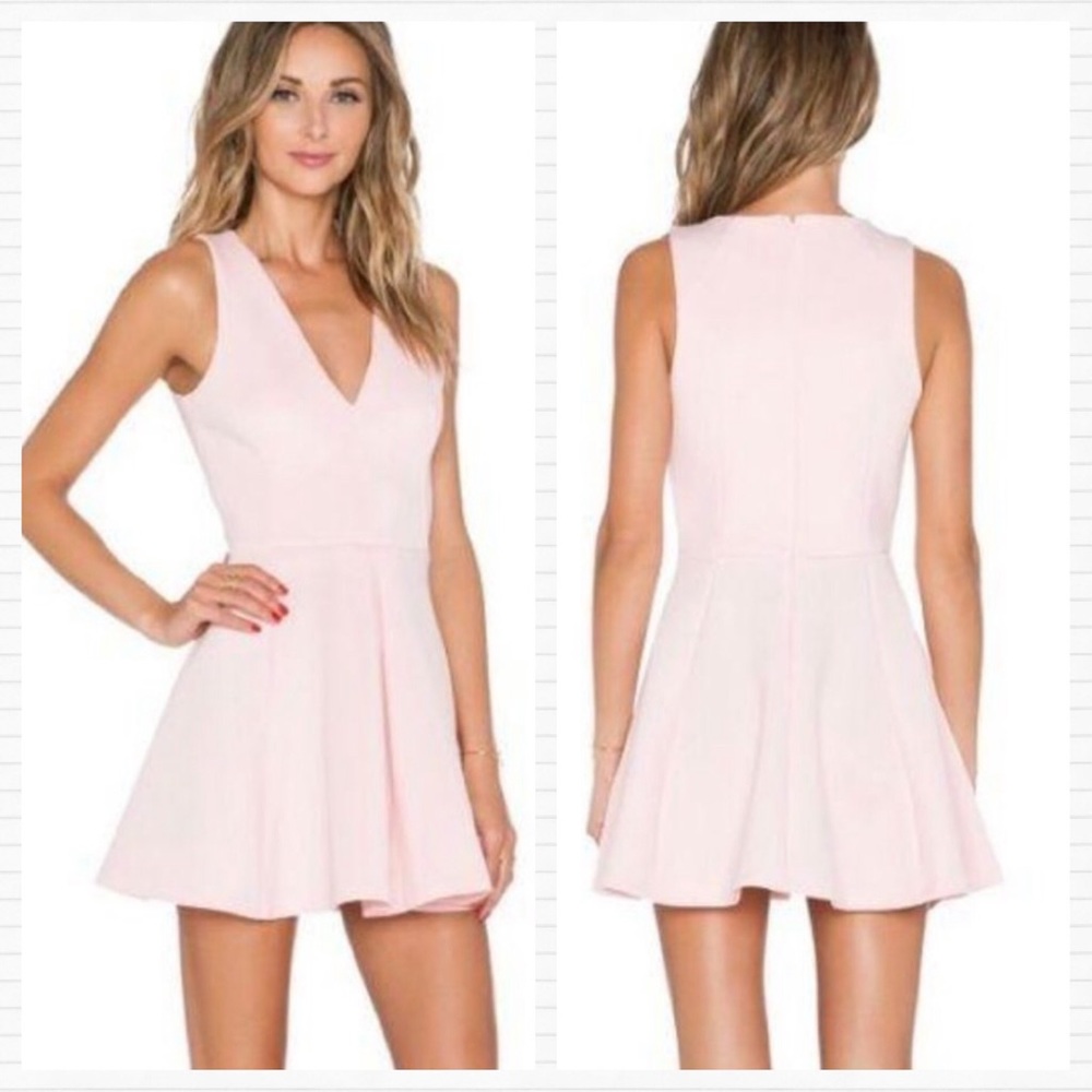 Lovers + Friends Pale Pink Scuba Flare Dress